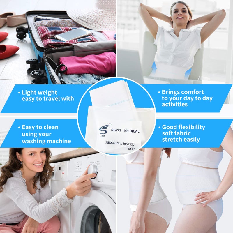 Ççs S Abdominal Binder Post Surgery - Elastic Waist Band for Stomach Support & Compression, Bariatric, Tummy Tuck | Latex-free, Breathable Belly Wrap Hernia Belt Lipo Garment - (30" - 45") 3 PANEL - 9" - Image 4